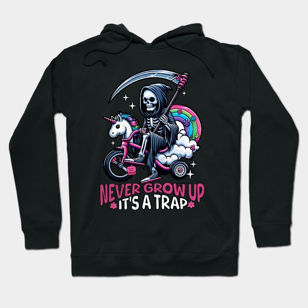 Skeleton Illustration Funny Riding a Tricycle Hoodie by alcoshirts